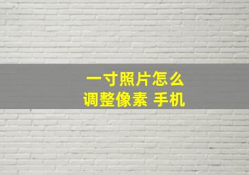 一寸照片怎么调整像素 手机